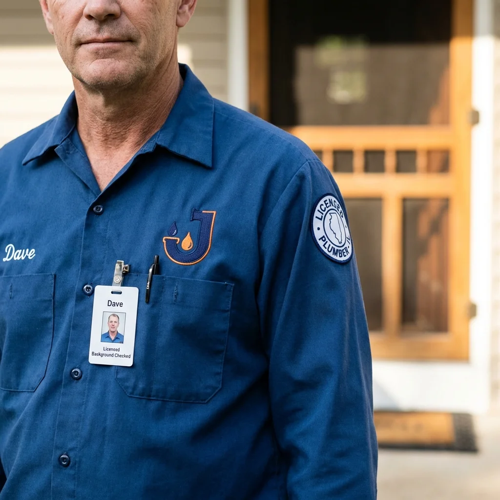 Licensed plumber showing ID badge in Hanceville, AL