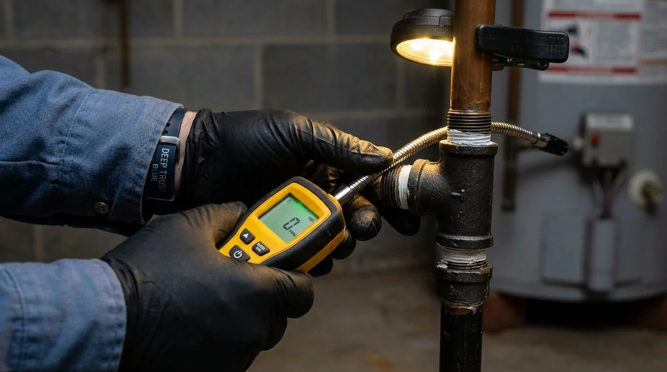 Gas leak detection with electronic sniffer by Johns Plumbing LLC in Hanceville